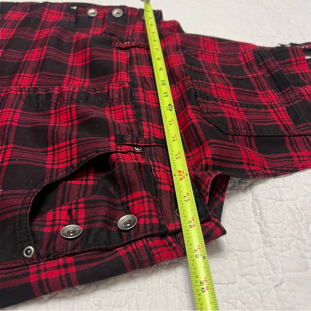 Red Plaid Short Overalls - Classic Women's Shorts - Picture 6 of 8